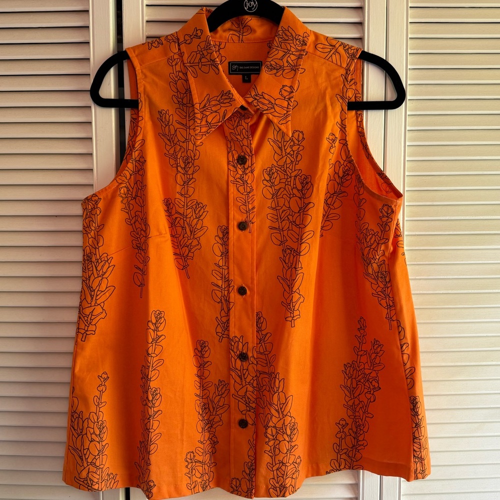 Sig Zane Orange Sleeveless Blouse